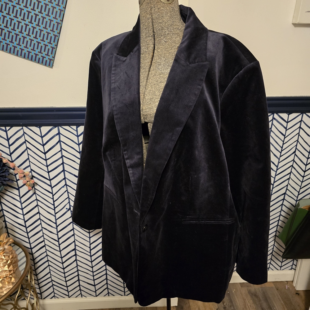 H&M Dark Blue Velvet Blazer